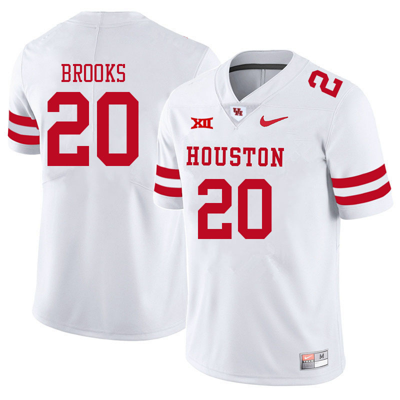 Men-Youth #20 Antonio Brooks Houston Cougars College Big 12 Conference Football Jerseys Sale-White